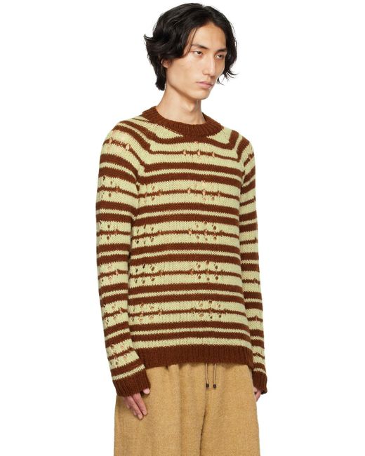 Dries Van Noten Black Brown & Green Striped Sweater for men