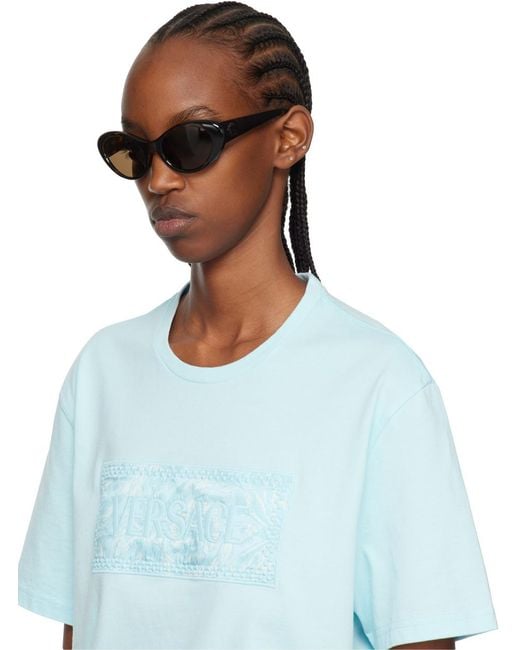Versace Black Brown 'la Medusa' Oval Sunglasses