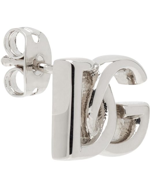 Dolce & Gabbana Metallic Dg Logo Stud Single Earring for men