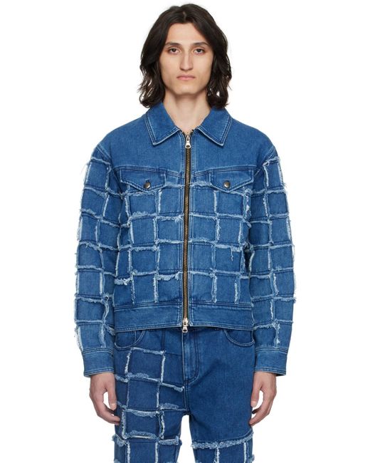 ANDERSSON BELL Blue New Patchwork Denim Jacket for men