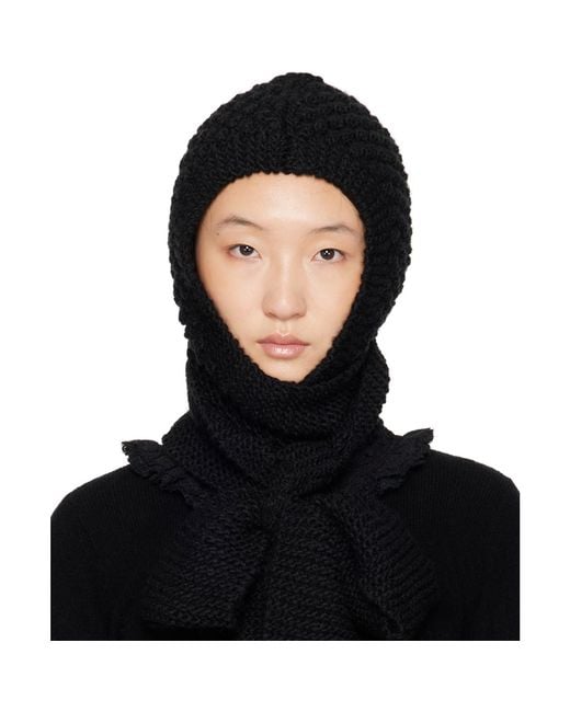 ShuShu/Tong Black Ssense Exclusive Bowknot Knit Hood