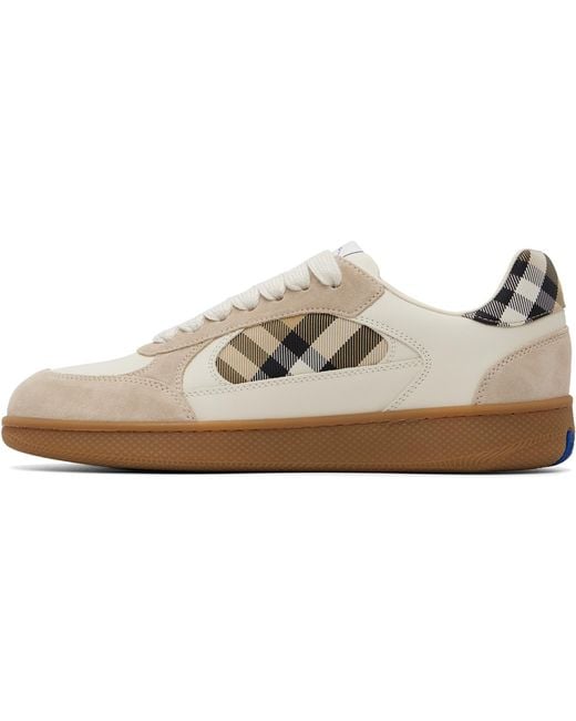 Burberry White Leather Suedecheck Terrace Sneakers for men