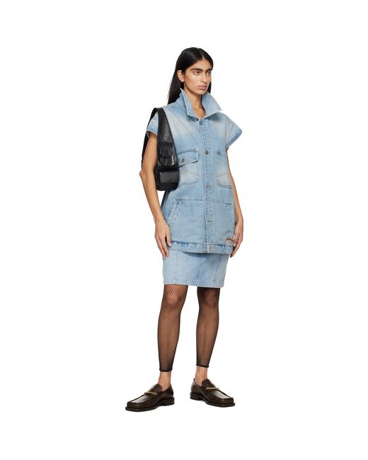 Martine Rose Blue Narrow Front Denim Miniskirt