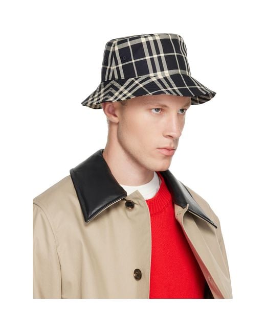 Burberry Green Check Cotton Bucket Hat for men