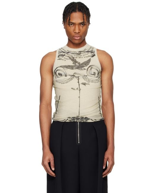 メンズ Jean Paul Gaultier ベージュ 'The Tattoo Rose And Bird' タンクトップ Black