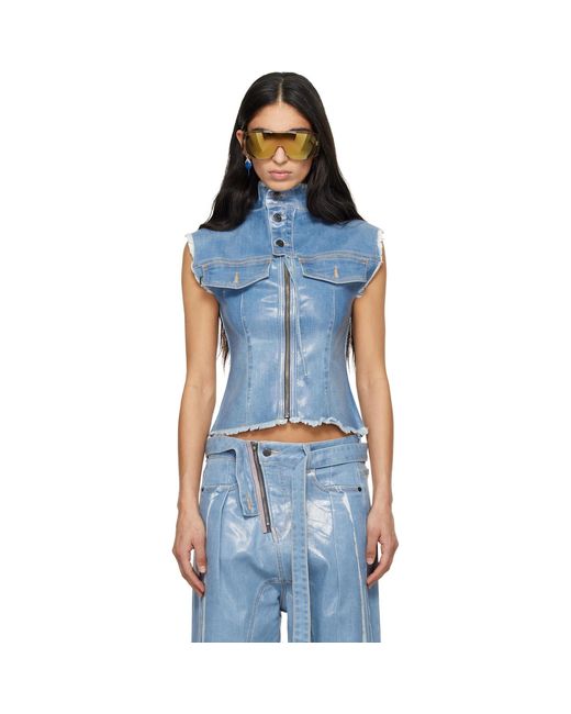OTTOLINGER Blue Glazed Denim Zip Top