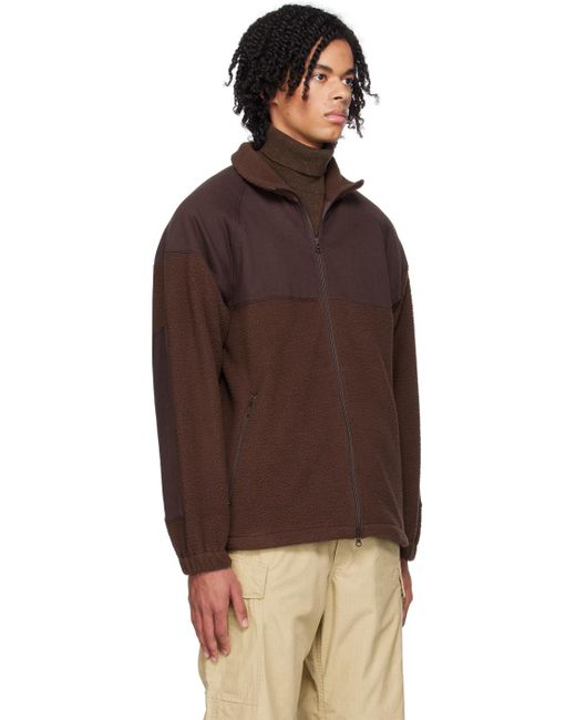 Beams Plus Brown Zip Sweater for men