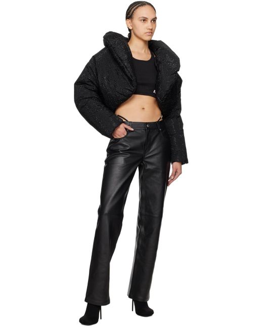 Pantalon noir en cuir à taille basse Alexander Wang en coloris Black