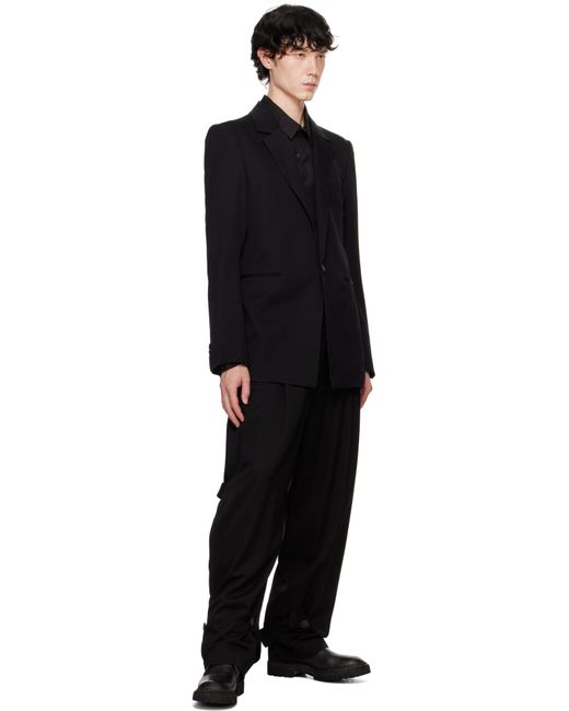 DEVOA Black Horn-Button Blazer for men