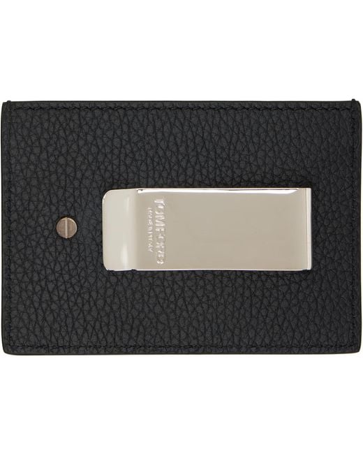 Tom Ford Black Soft Grain 'T Line' Money Clip Card Holder for men