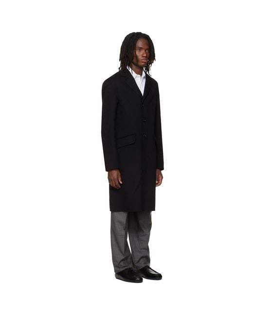 Jil Sander Black Melton Coat for men