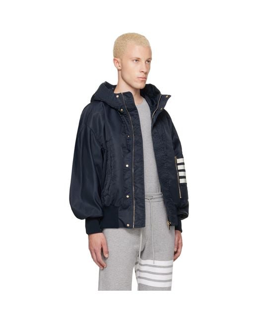 Thom Browne Blue Tech Twill Blouson Jacket for men