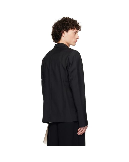 AARON ESH Black D Breasted Wool Blazer for men