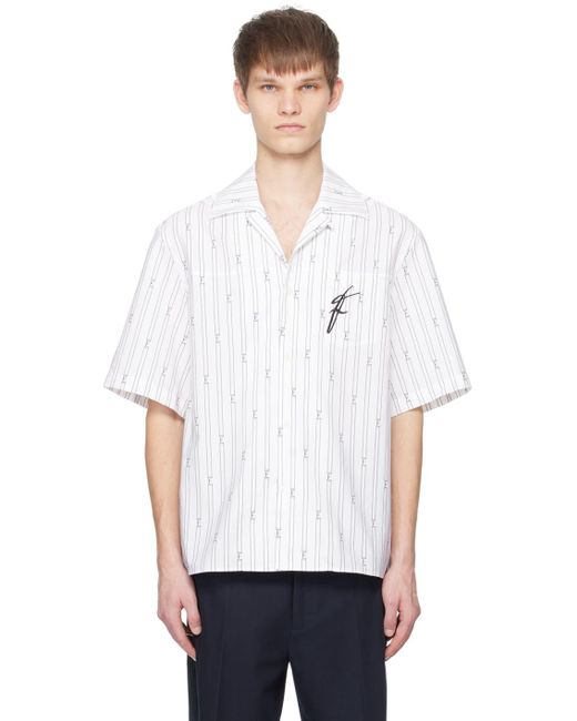 Ferragamo White Bowling Collar Shirt for men