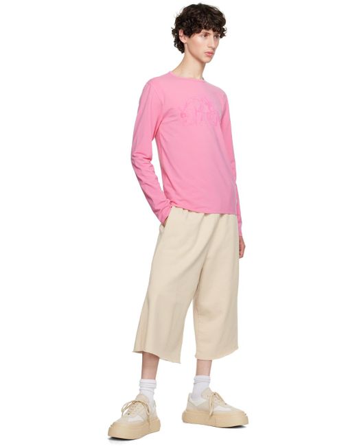 MM6 by Maison Martin Margiela Pink Flocked Long Sleeve T-Shirt for men