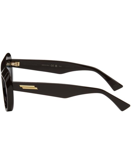 Bottega Veneta Black Brown Scoop Round Acetate Sunglasses for men