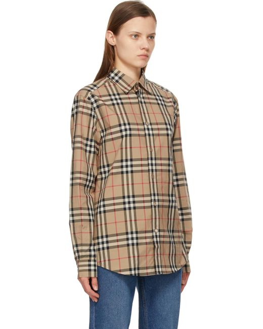 Burberry コットン ベージュ チェック シャツ カラー ナチュラル Lyst Burberry コットン ベージュ チェック シャツ カラー ナチュラル Lyst