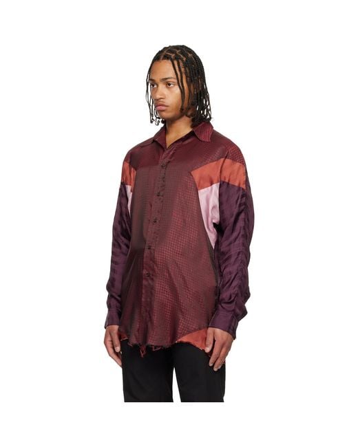 Edward Cuming Red Burgundy Sag Arm Flex Shirt for men
