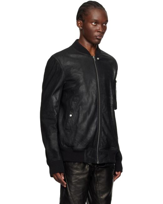 Rick Owens Porterville Classic Flight Leather Jacket in Black for