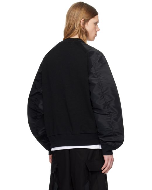 メンズ Sacai ブラック Nylon Twill X Knit プルオーバー Black
