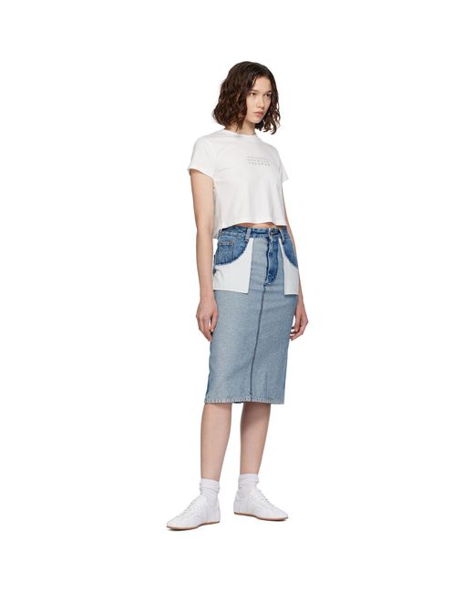 MM6 by Maison Margiela Blue Faded Denim Midi Skirt