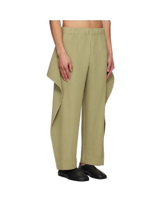 Homme Plissé Issey Miyake Green Cover And Fold Trousers for men