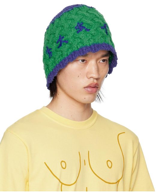 Kidsuper Green Running Crochet Hat for men