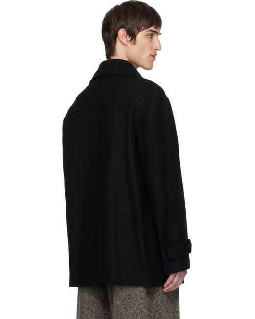 Dries Van Noten Black Wool Coat for men