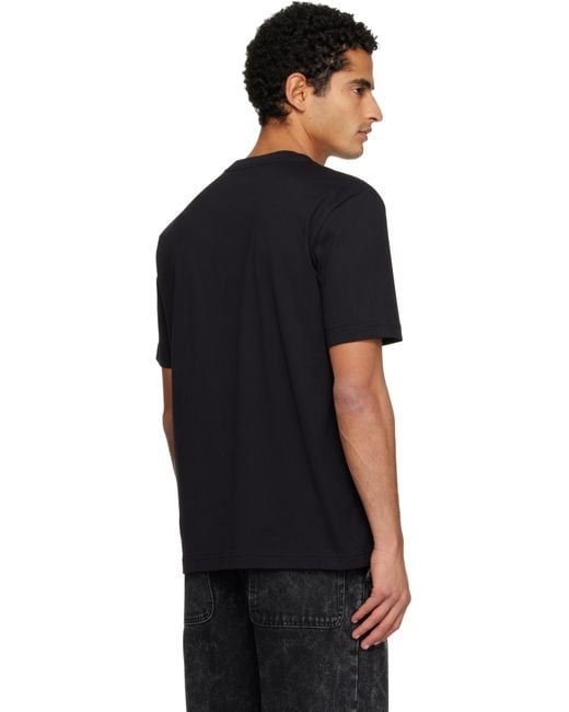 Lanvin Black Embroidered Cotton T-Shirt for men