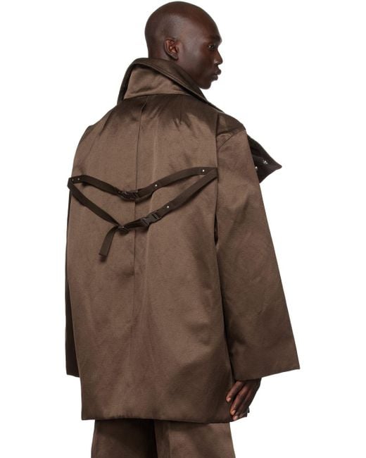 Rick Owens Brown Caban Down Jacket for Men | Lyst