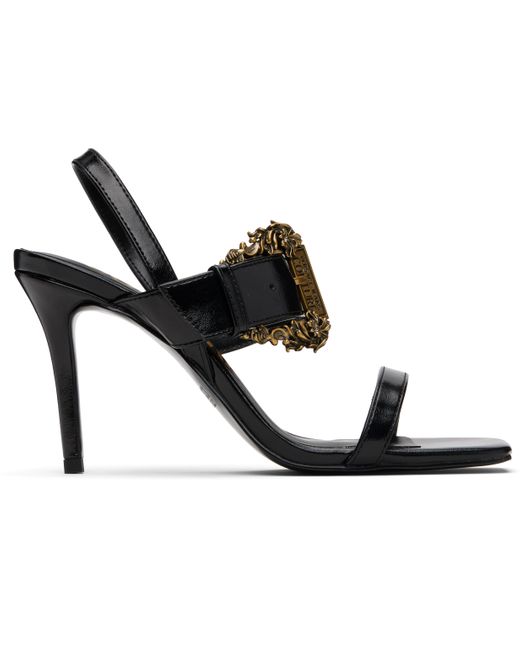 Versace Jeans Couture Black Baroque Buckle Emily Sandals