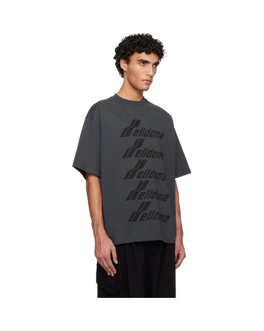 we11done Black Front Logo T-Shirt for men