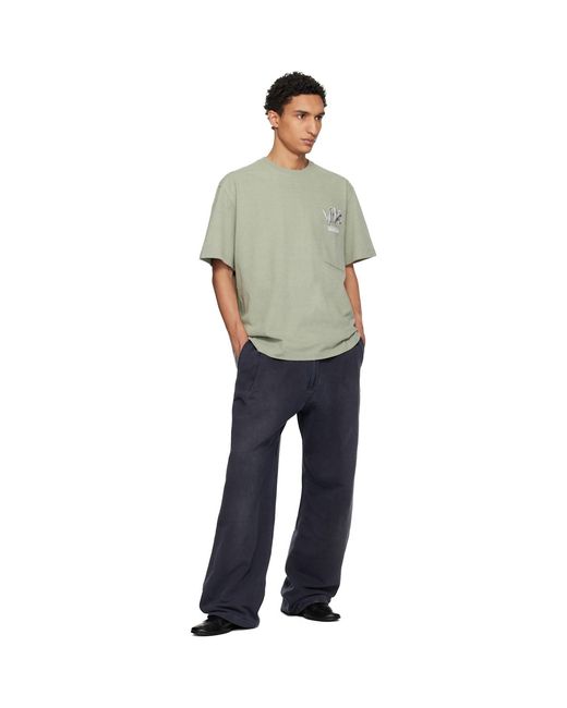 Wooyoungmi Green Khaki Flower Back Logo T-Shirt for men