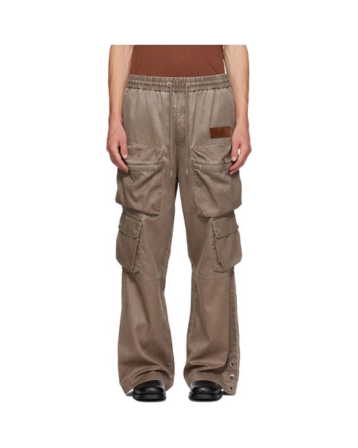 Amiri Brown Drawstring Nylon Cargo Pants for men