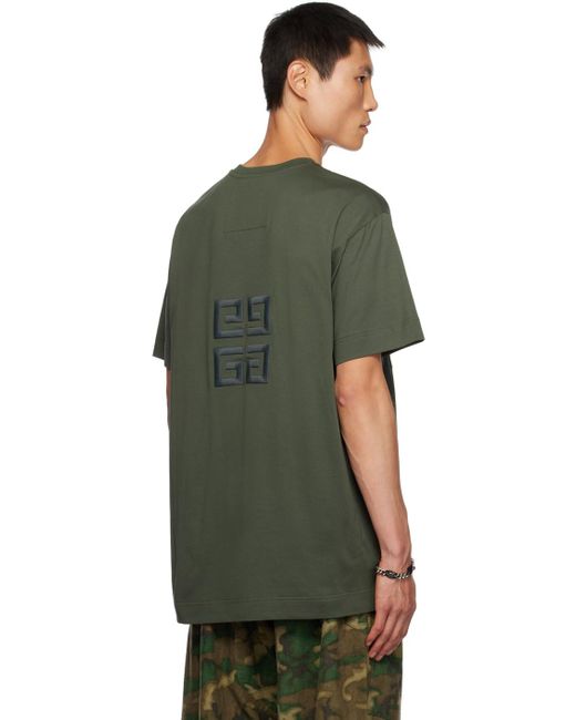 Givenchy Green Logo-embroidered Cotton T-shirt for men
