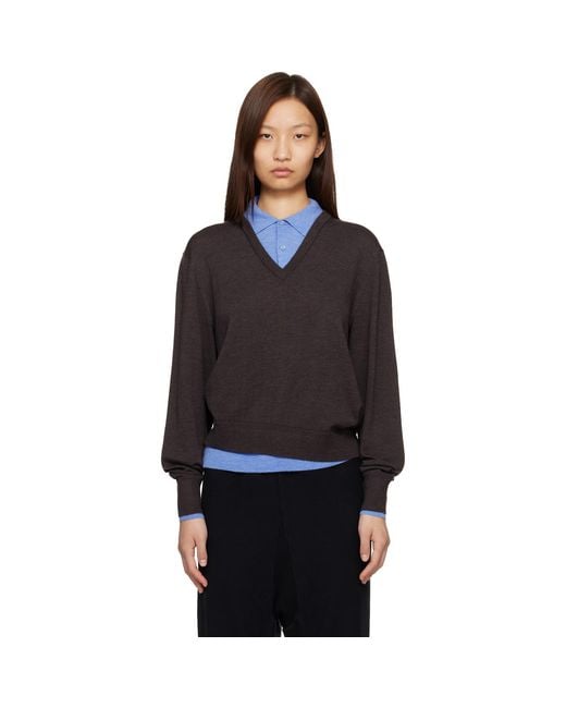 Acne Black Layered Wool Knit Sweater