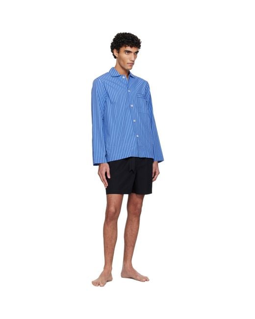 Tekla Black Poplin Pyjama Shorts for men