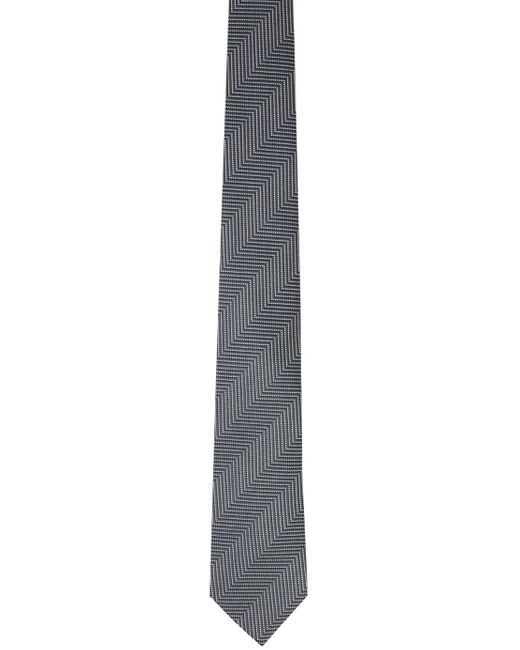 Tom Ford Black Gray Diagonal Stripe Tie for men