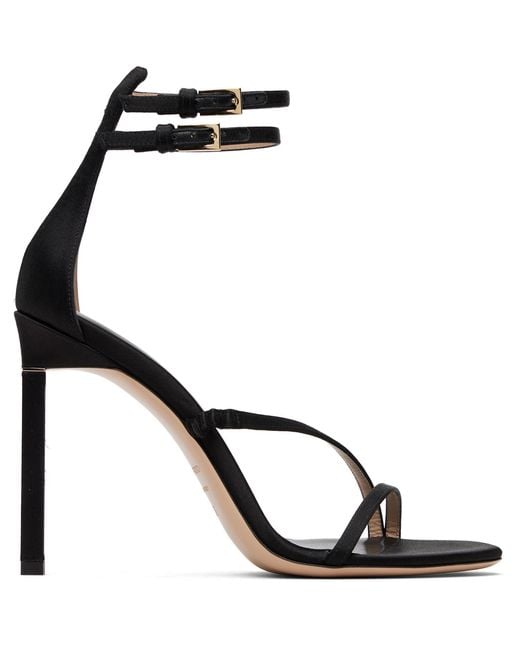 Tom Ford Black Satin T Ankle Strap Sandals