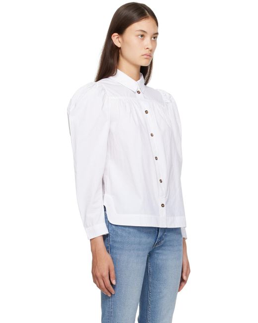 Ganni White Puff Sleeve Shirt