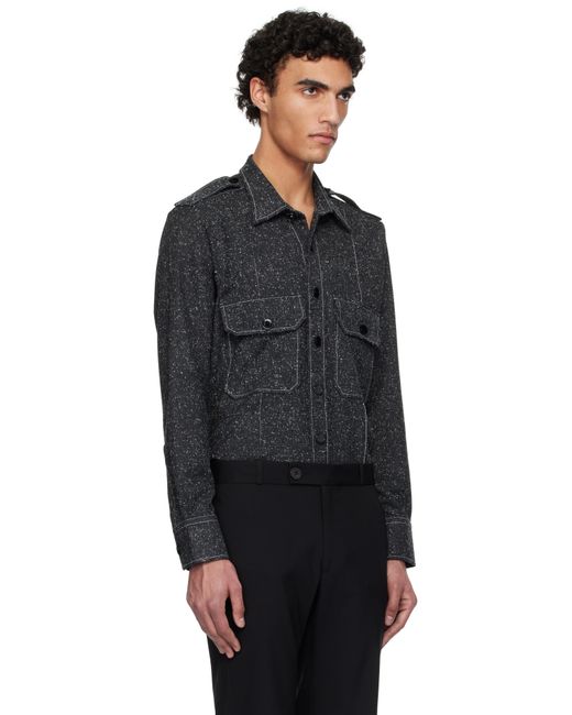 メンズ Ernest W. Baker グレー ポケット オーバーシャツ Black