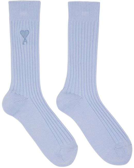 AMI Blue Ami De Cœur Socks for men