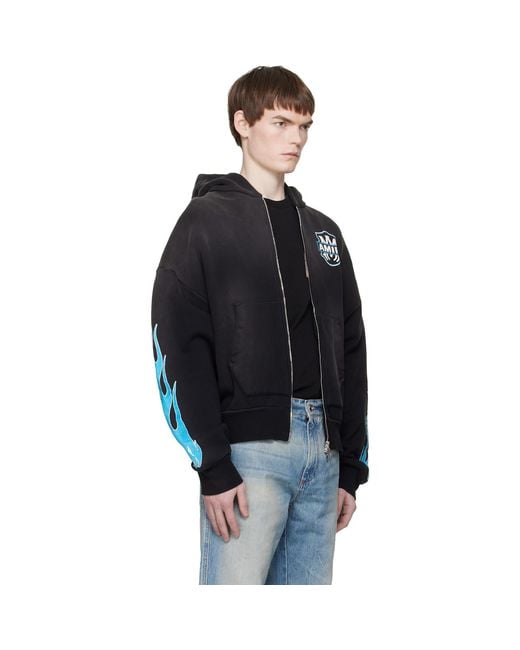 Amiri Black Ma Flames Zip Hoodie for men