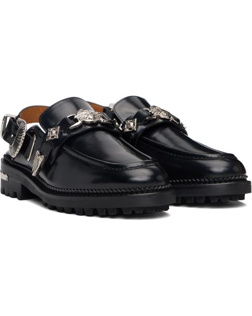 Toga Black Polished Leather Loafers