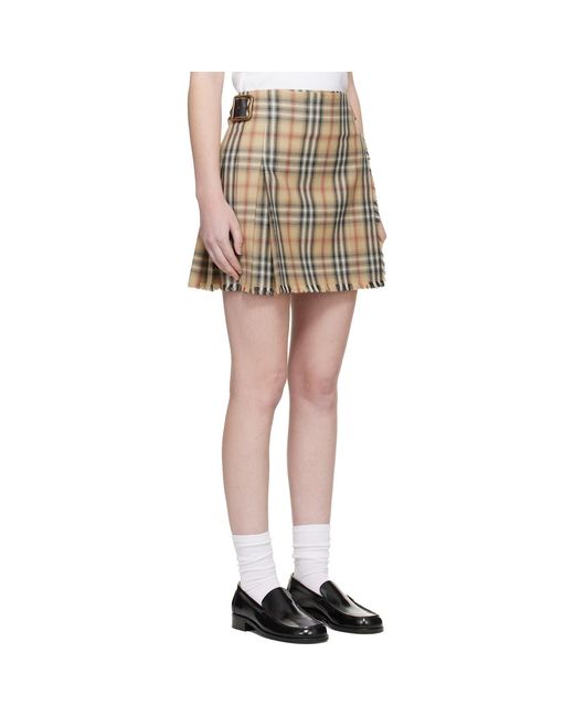 Burberry Black Check Wool Mini Kilt Miniskirt