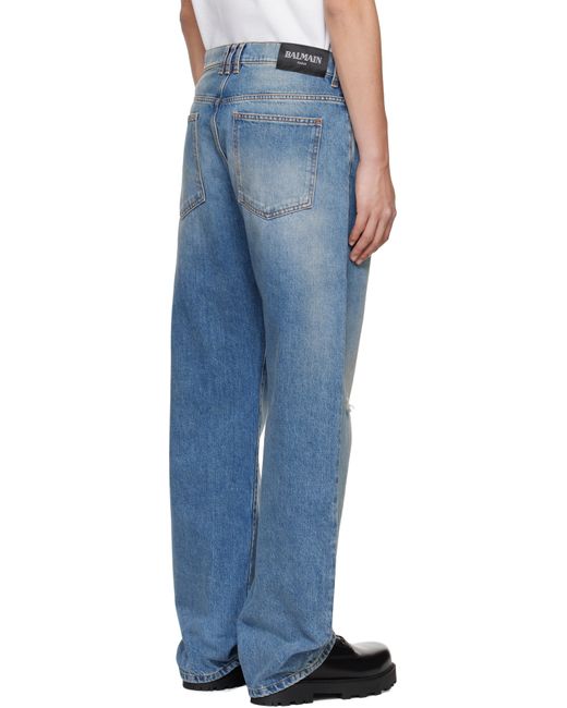 メンズ Balmain ブルー ルーズフィット ジーンズ Blue