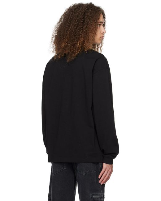 T-shirt à manches longues noir à logo imprimé HUGO pour homme en coloris Black