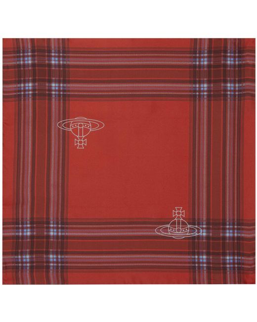 Vivienne Westwood Red Madras Check Pocket Square for men