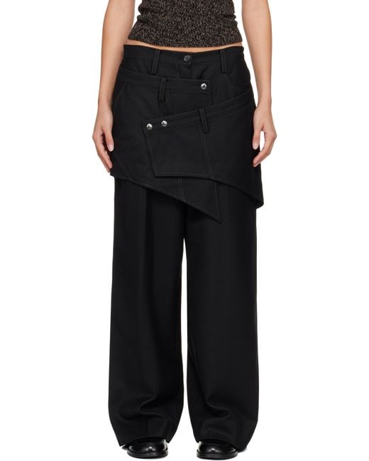 ANDERSSON BELL Black Crossover Wrap Tailored Trousers