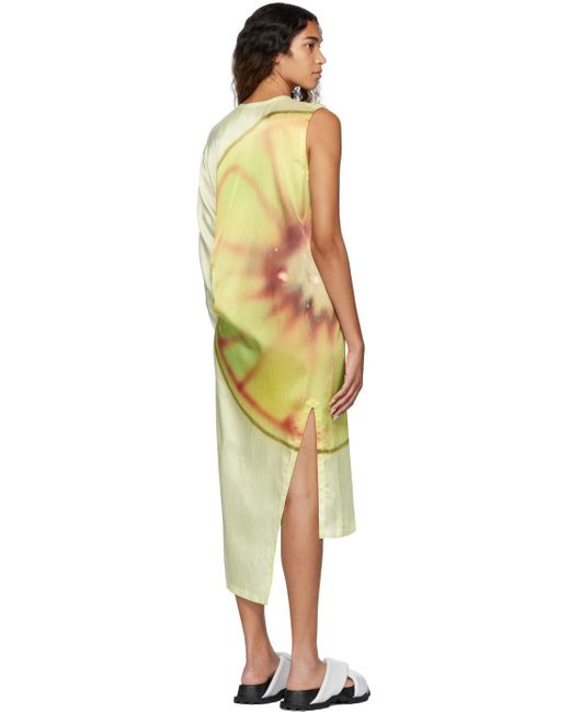 Issey Miyake Multicolor Yellow Slice Midi Dress